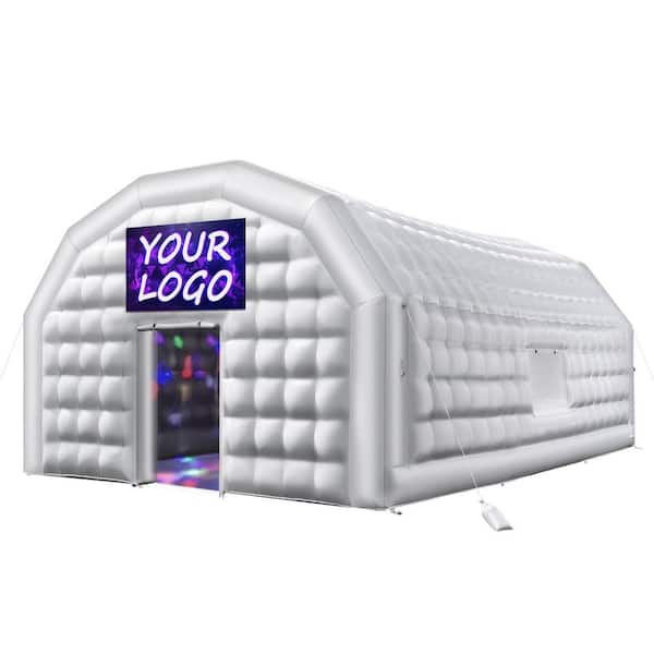 19.69 ft. x29.53 ft. Inflatable Nightclub Party Tent w/ 1100W Blower and Sandbag Ventilated White for Events and Parties