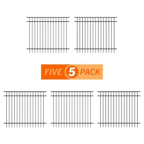 Vinings 5 ft. H x 6 ft. W Black Aluminum Pre-Assembled Fence Panel (5-Pack)