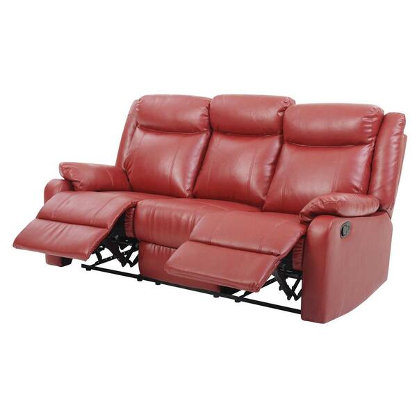 3 seater red leather recliner sofa