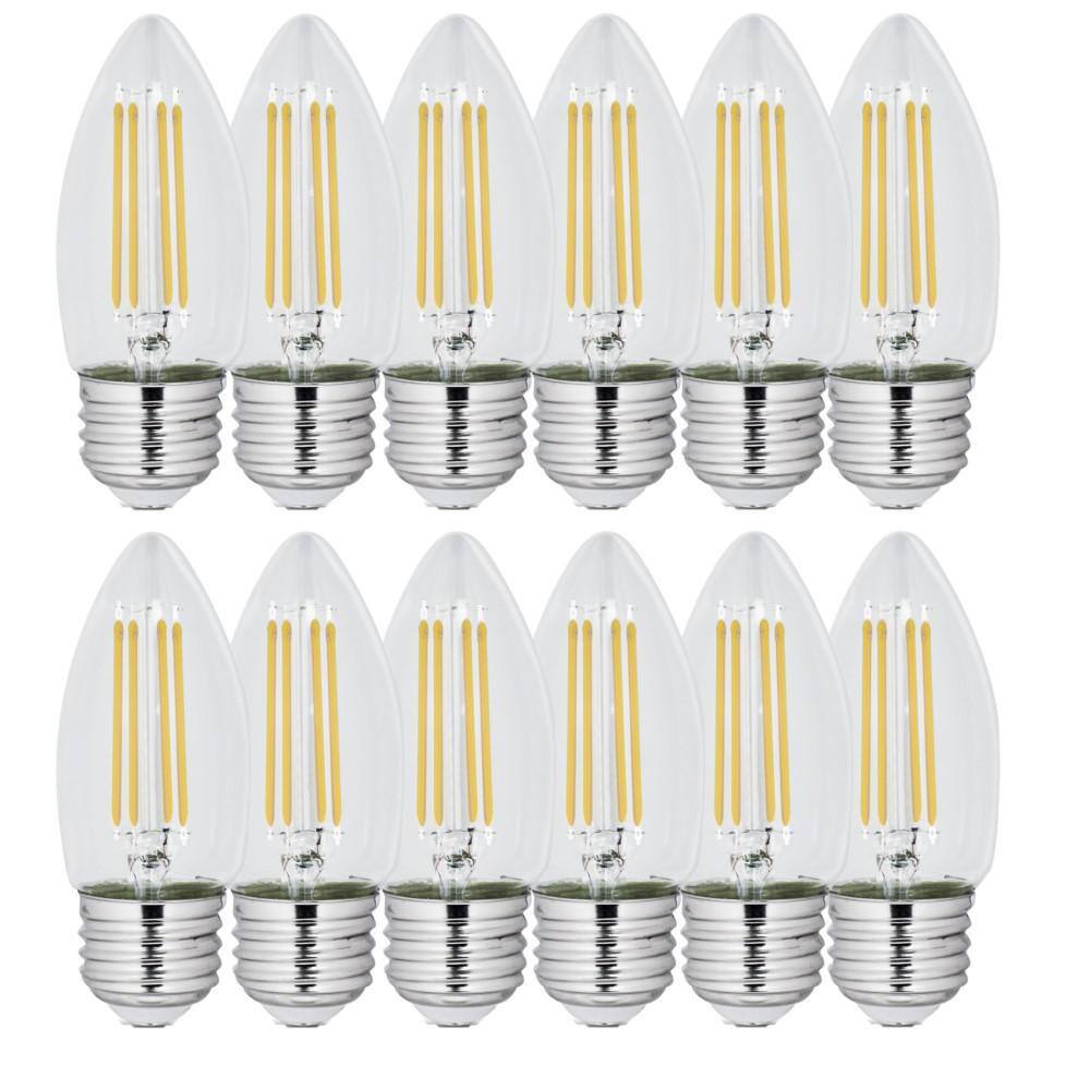 60-Watt Equivalent B10 Medium E26 Base Dimmable Filament CEC 90 CRI Chandelier LED Light Bulb Soft White 2700K (12-Pack) price history on PriceWatchPro