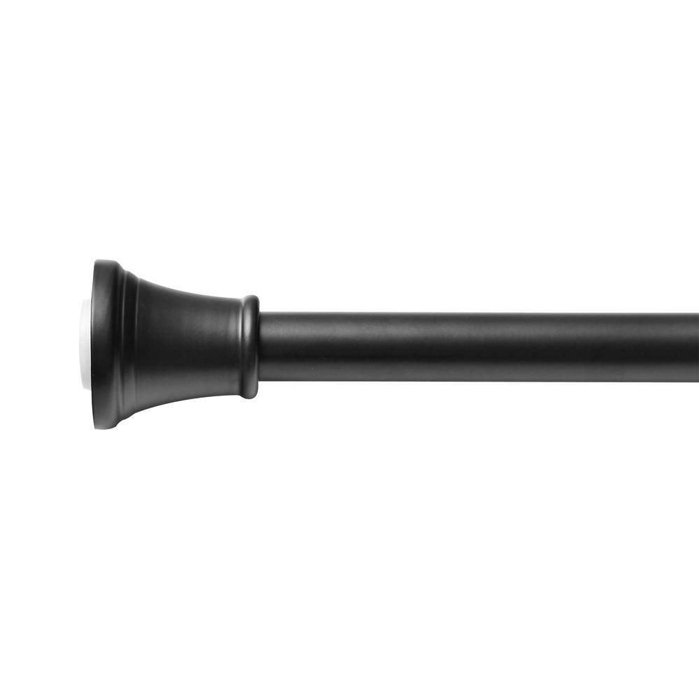 Adjustable Matte Black Aluminum Tension Shower Rod 44-72 Inches