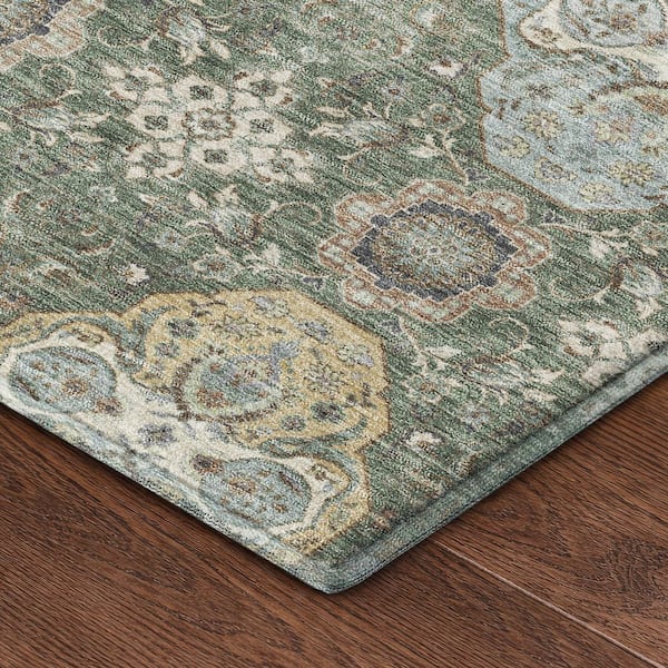 Mayfield Premium Machine Washable Abstract AMF2484 Basil 2 ft. x 3 ft. Accent Rug