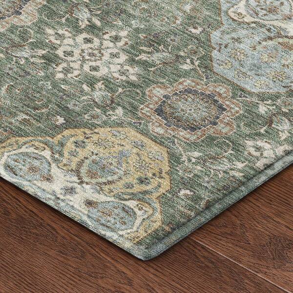 Mayfield Premium Machine Washable Abstract AMF2484 Basil 9 ft. x 12 ft. Area Rug