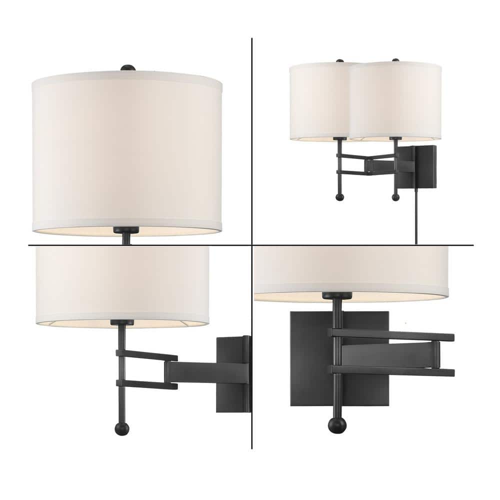Matte Black and White Silk Dimmable Swing Arm Wall Light