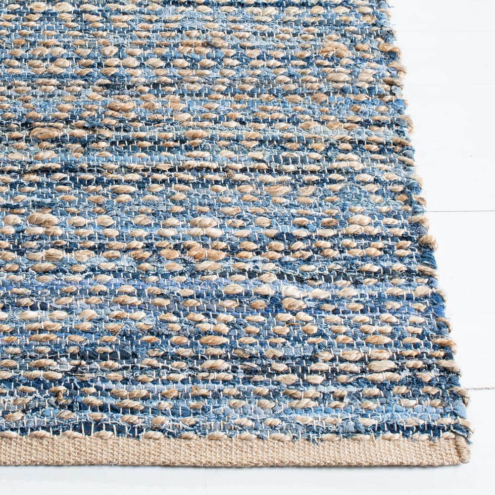 Cape Cod Blue and Natural Handmade Jute Area Rug