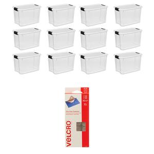30 Qt Storage Box (12 Pack) with VELCRO Brand Coin Fasteners (75 Pack)