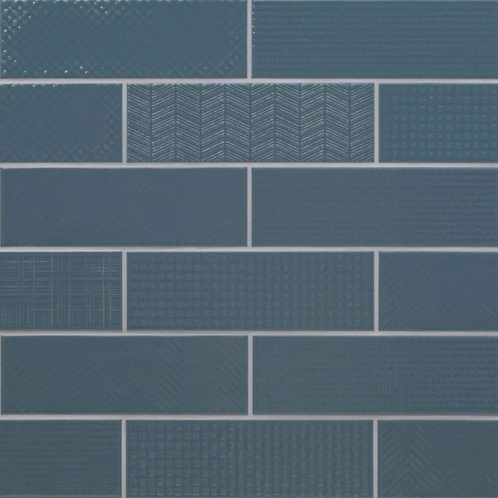 Take Home Tile Sample - Citylights Navy 3D Mix 4 in. x 4 in. Glossy Ceramic Wall Tile price history on PriceWatchPro
