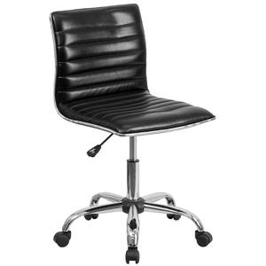 Low Back Armless Black Ribbed Designer Swivel Task Chair