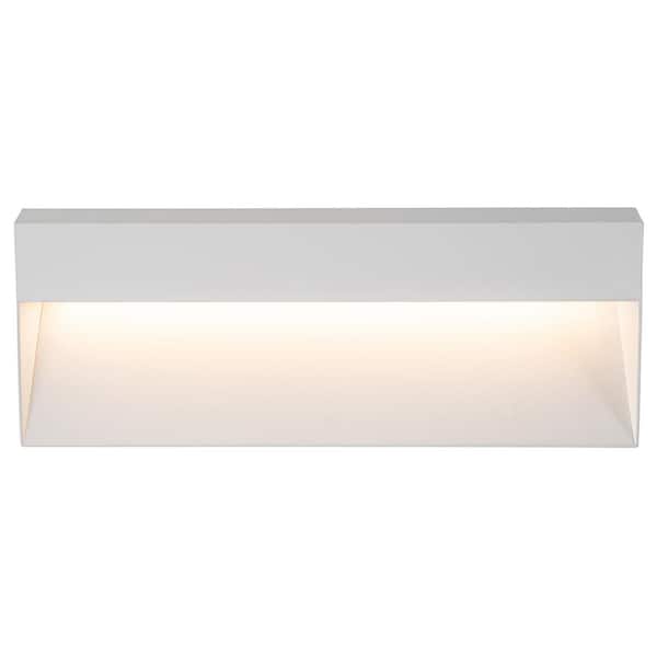 Laplusbelle Powder Coated White 8.5-Watt LED Outdoor Hardwired Wall Lantern Sconce with Frosted Glass Diffuser