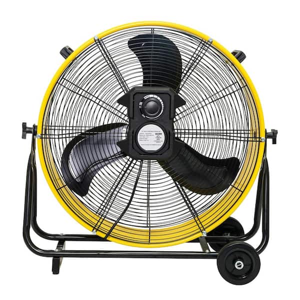 HICFM 24 in. Variable Speed ​​BLDC Drive Drum Fan in Yellow with High Efficiency DC Motor, 8800 CFM