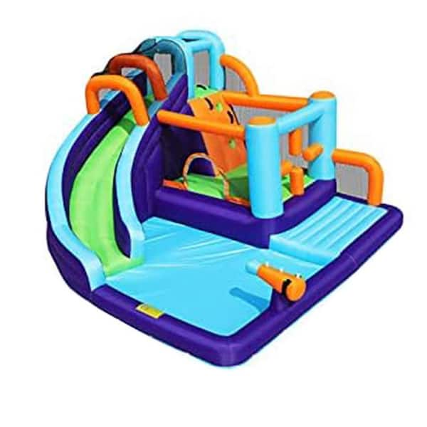 10 in 1 Bounce House with Water Slide 151.5x147.6x96.4 Inflatable Play Center for Kids Outdoor