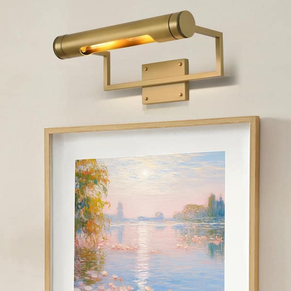 18 in. Brass Dimmable Picture Light, Gold Frame Art Light, for Wall, 90° Rotation, Poster Light, Gallery Library Light
