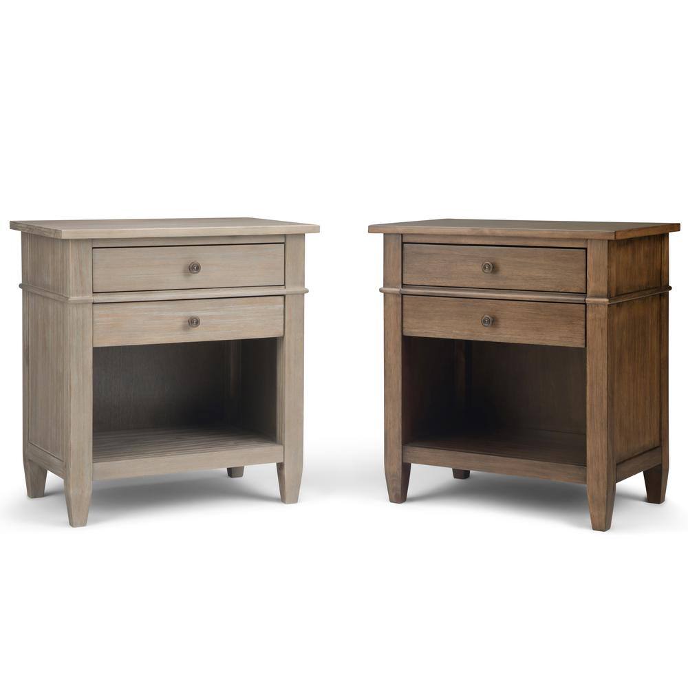 Carlton Rustic Natural Aged Brown Solid Wood Bedside Table