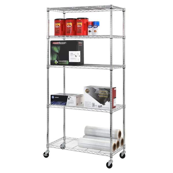Chrome 5-Tier Heavy Duty Steel Garage Storage Shelving Unit (36 in. W x 72 in. H x 18 in. D)