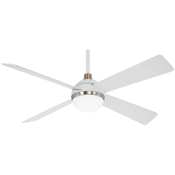 ORB 54 in. Integrated LED Indoor Flat White and Soft Brass Ceiling Fan with Light and Remote Control