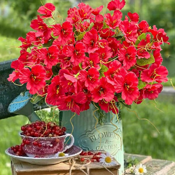 その他 Fleur.. 17.7 in. Red Indoor/Outdoor UV-Resistant Artificial Sunflower