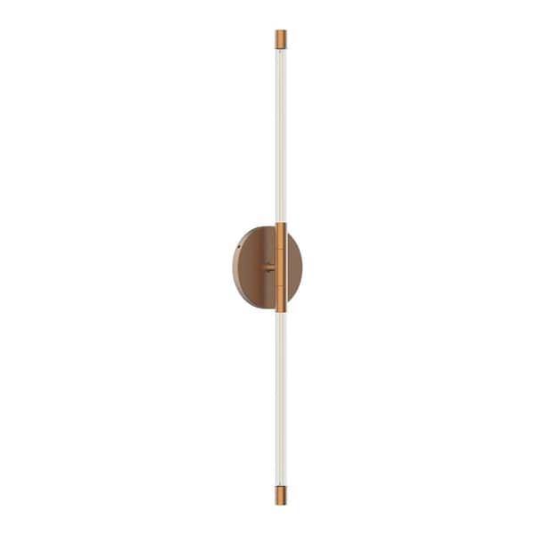KUZCO Motif 26 in., 1-Light 9-Watt Brushed Gold Integrated LED Wall Sconce