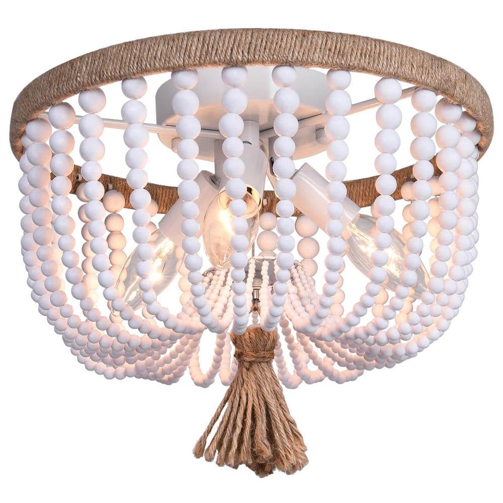 ZYZWMB Lillian 12 in. 3-Light Boho Wh...