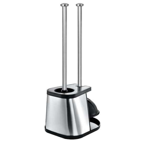 Stainless Steel Toilet Plunger and Bowl Brush Combo for Bathroom Cleaning with Holder