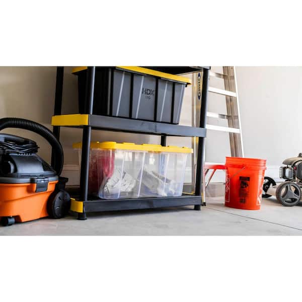 17 Gal. Tough Storage Tote in Clear with Yellow Lid