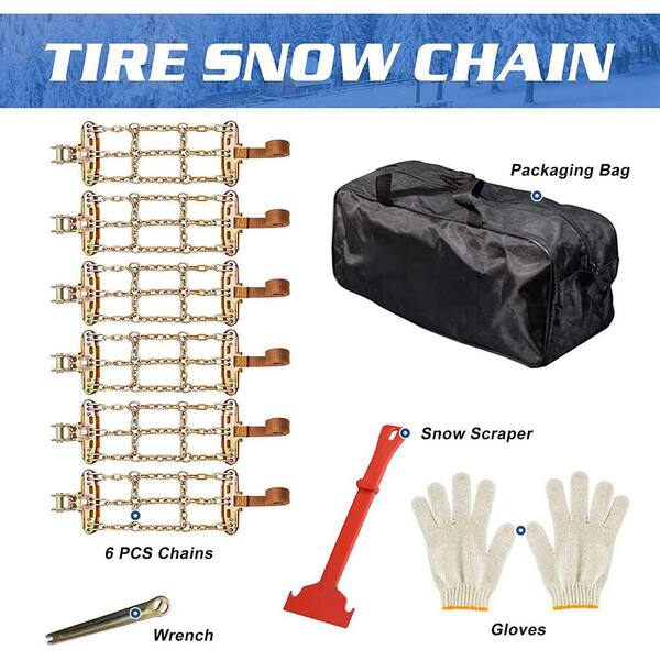 LIU Universal Emergency Simple Snow Chain Alloy Anti-Skid Wear-Resistant  Chain for Ice,Snow,Mud or Sand-Set of 2