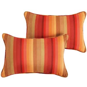 Sunbrella Red Stripe Rectangular Outdoor Corded Lumbar Pillows (2-Pack)