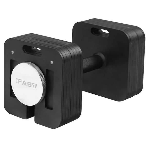 Tidoin 1-Piece 9-in-1 80 lb. Square Black Steel Adjustable Weight Dumbbell with Quick-Lock Fast Adjust