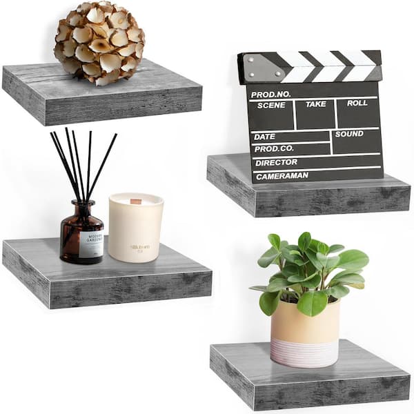 Floating Shelves, 9.25 in. x 9.25 in. Gray/White Decorative Wall Shelves