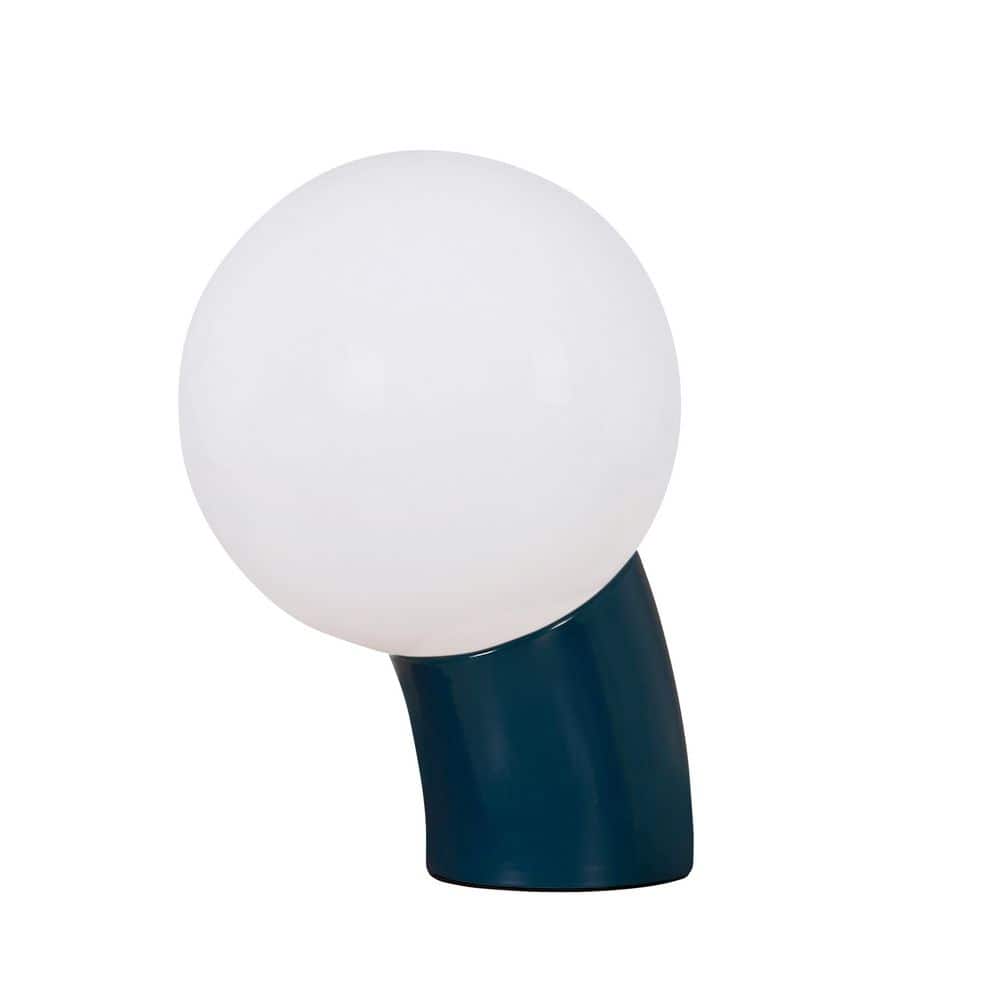 Vino LED 7.95 in. Glossy Teal Midcentury Round Globe Dimmable Bedside Nightstand Desk Lamp with Fast Charging USB-C Port price history on PriceWatchPro