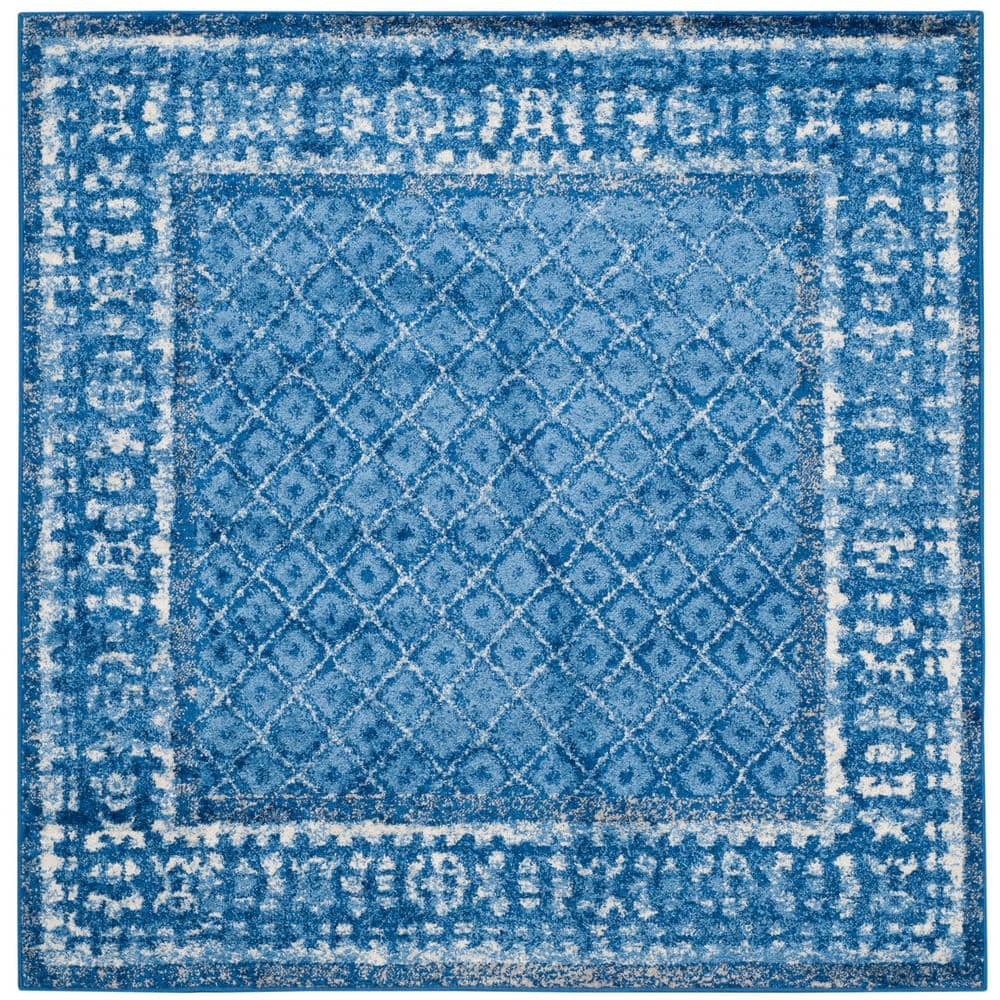 Adirondack Light Blue and Dark Blue Square Area Rug