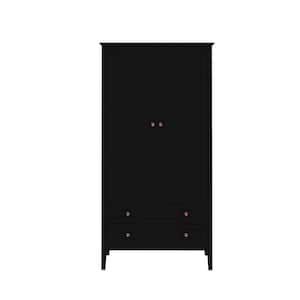 Crown Black Full Armoire With Hanging Rod and 2-Drawers (78.74 in. H x 40.35 in. W x 25.31 in. D)