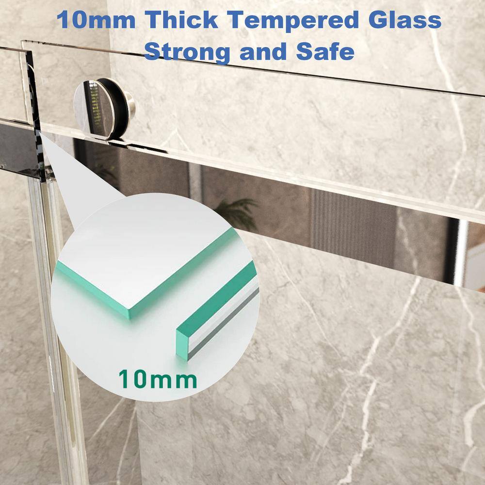 60" Chrome Frameless Sliding Bathtub Door with Clear Tempered Glass