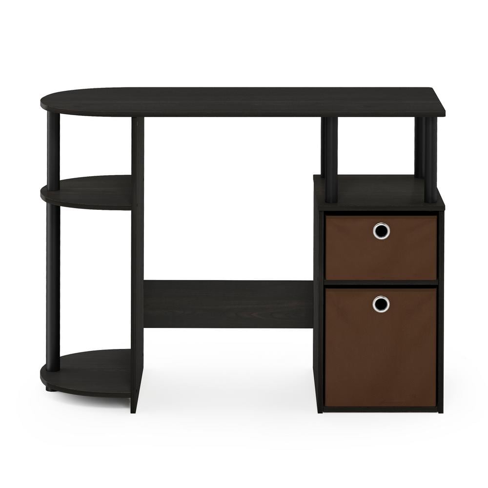 Espresso Composite Wood Study Desk with Drawer and Shelves