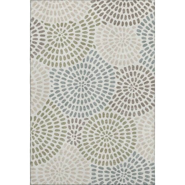 Mayfield Premium Machine Washable Abstract AMF2492 Ivory 9 ft. x 12 ft. Area Rug