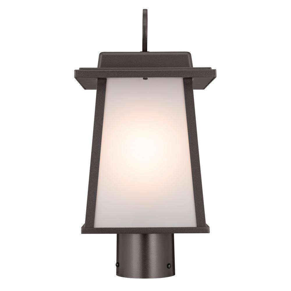 Olde Bronze Aluminum Outdoor Post Lantern with Etched Glass
