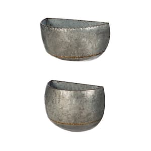 Silver Metal Wall Planters, (Set of 2)