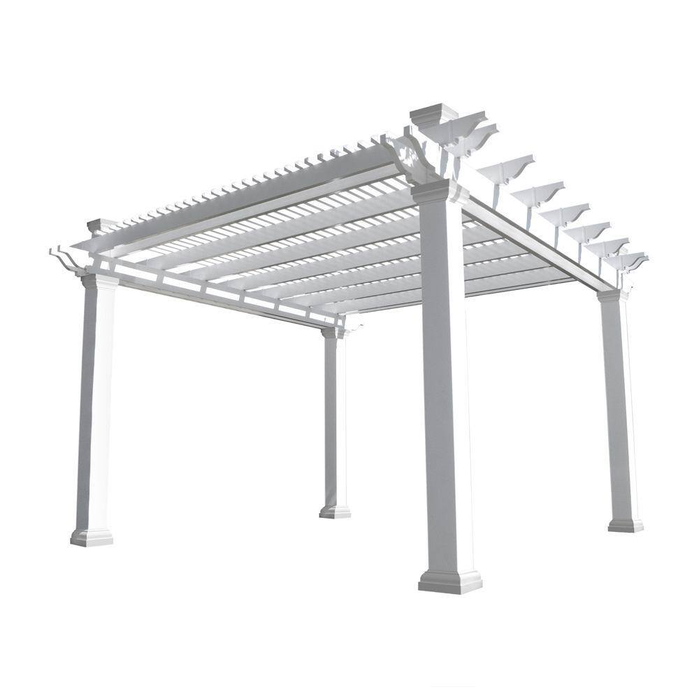 Weatherables Augustine 12 ft. x 12 ft. White Double Beam Vinyl Pergola ...