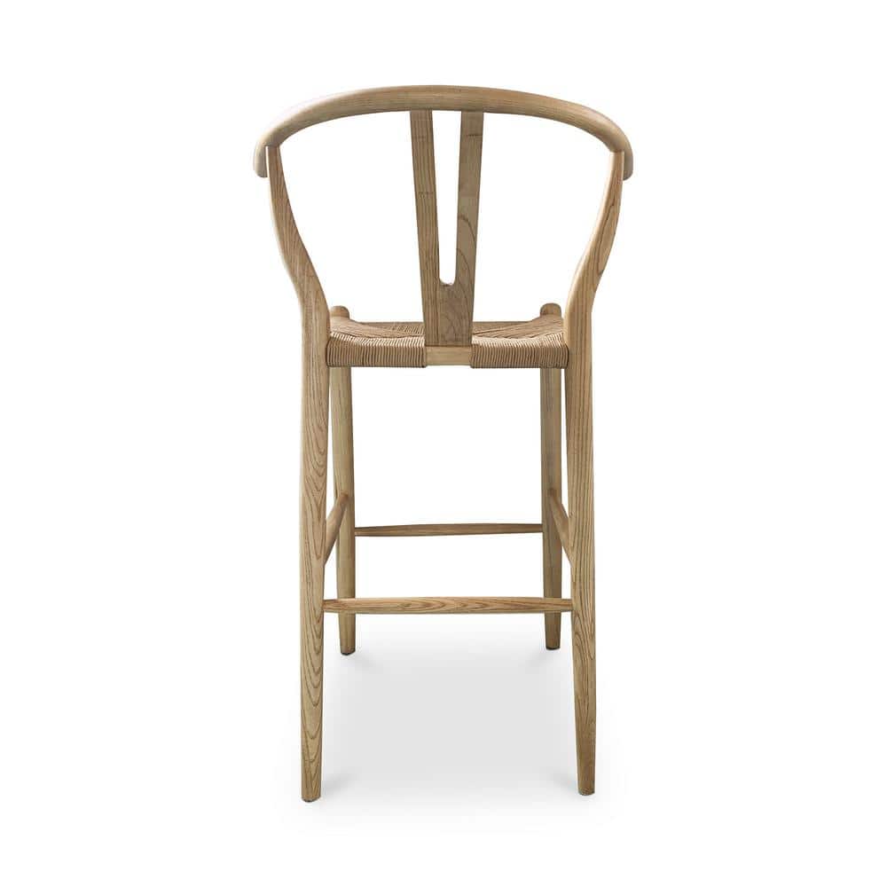 Ventana Natural Elm Wood Counter Stool with Woven Seat