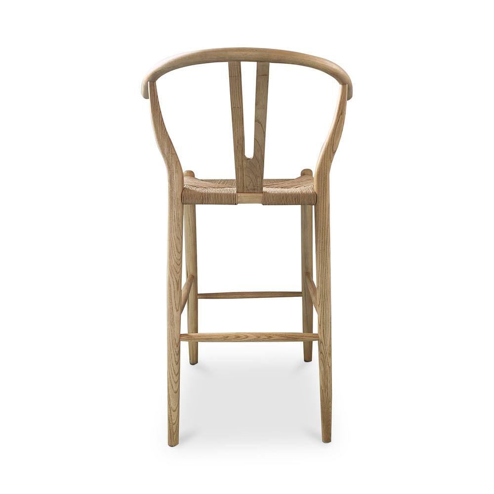 Ventana Natural Elm Wood Counter Stool with Woven Seat