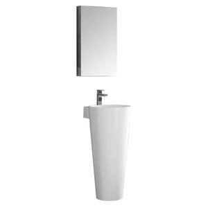 Messina 16 in. Vanity in White with Acrylic Vanity Top in White with White Basin and Mirrored Medicine Cabinet