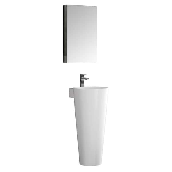 Fresca Messina 16 in. Vanity in White with Acrylic Vanity Top in White with White Basin and Mirrored Medicine Cabinet