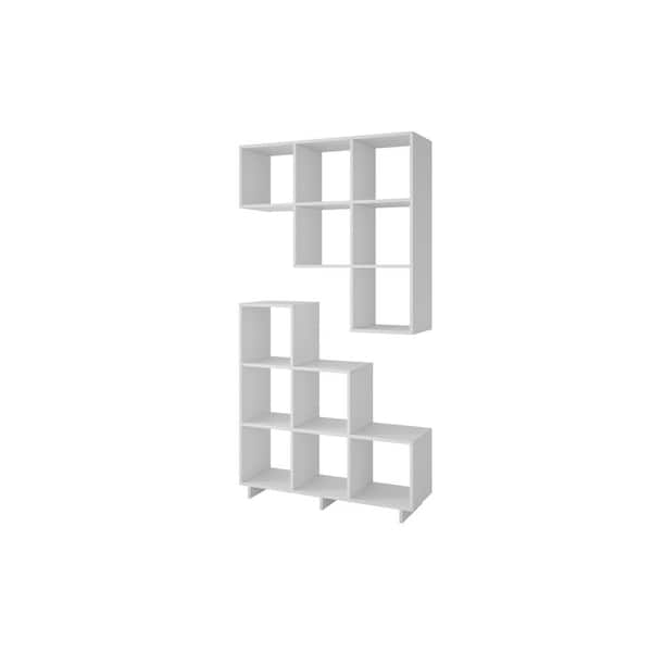 Manhattan Comfort Cascavel 36.22 in. W x 11.41 in. D White Stair Cubbies (Set of 2)