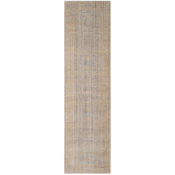 SAFAVIEH Valencia Grey/Gold 2 ft. x 10 ft. Border Runner Rug