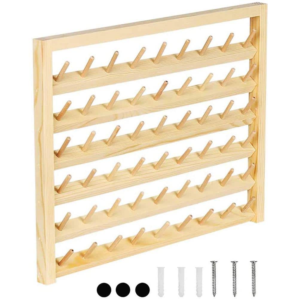 60 Spools Wooden Thread Rack/thread Holder Organizer With Hanging