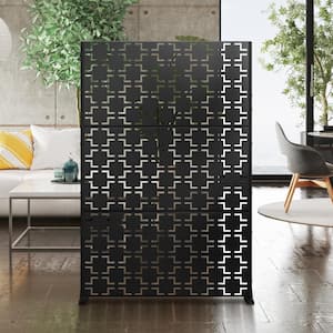 72 in.H x 47 in.W Laser Cut Metal Black Rectangle Wall Sculptures Outdoor Privacy Screen (3-Piece Combo)