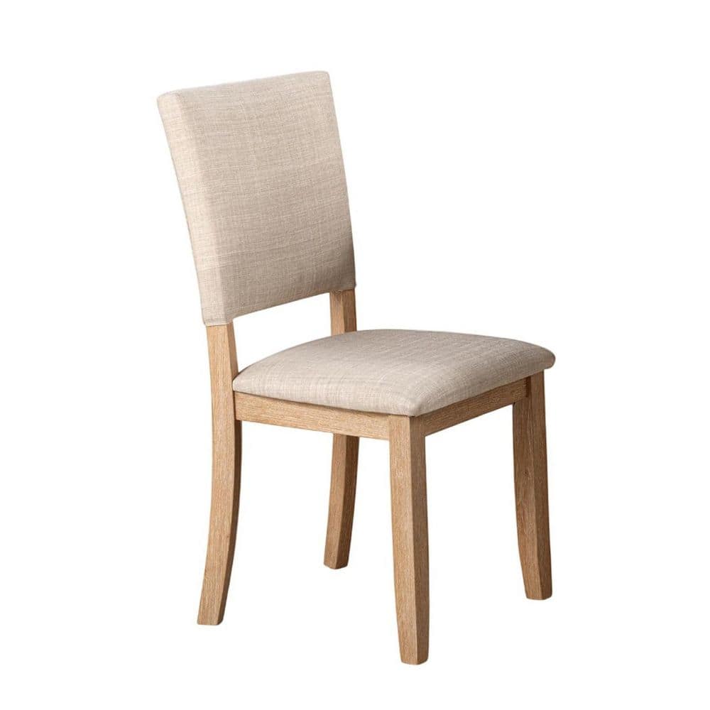 Isaac Transitional Natural Finish Upholstered Fabric Dining Side Chairs, Set of 4