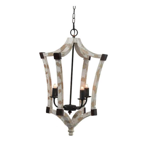 4 light Cream Geometric Chandelier for Bedroom, Dining Room, Foyer, Kitchen Island, Living Room No Bulb(s) Included
