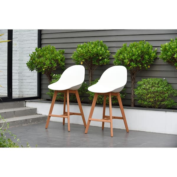 Amazonia Carilo 2-Piece Outdoor Eucalyptus Bar Stool Set