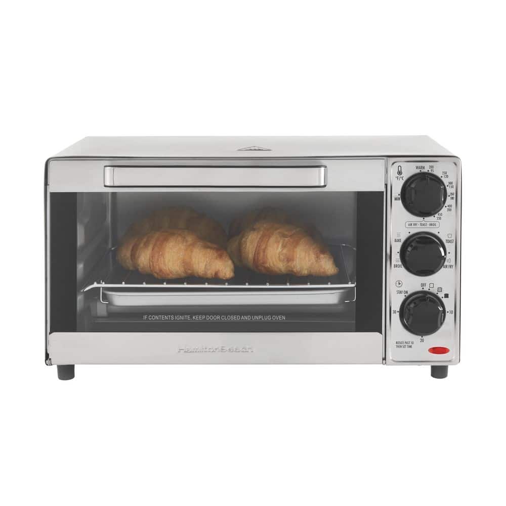 Stainless Steel 4-Slice Air Fryer Toaster Oven with Auto Shutoff