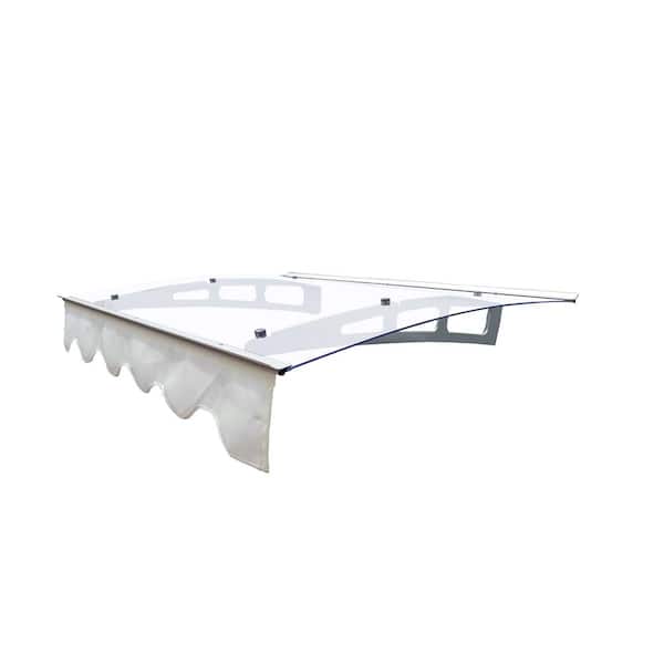 FIROMO 47 in. W x 34 in. D Polycarbonate Panel and Aluminum Door and Window Awnings with Baffles